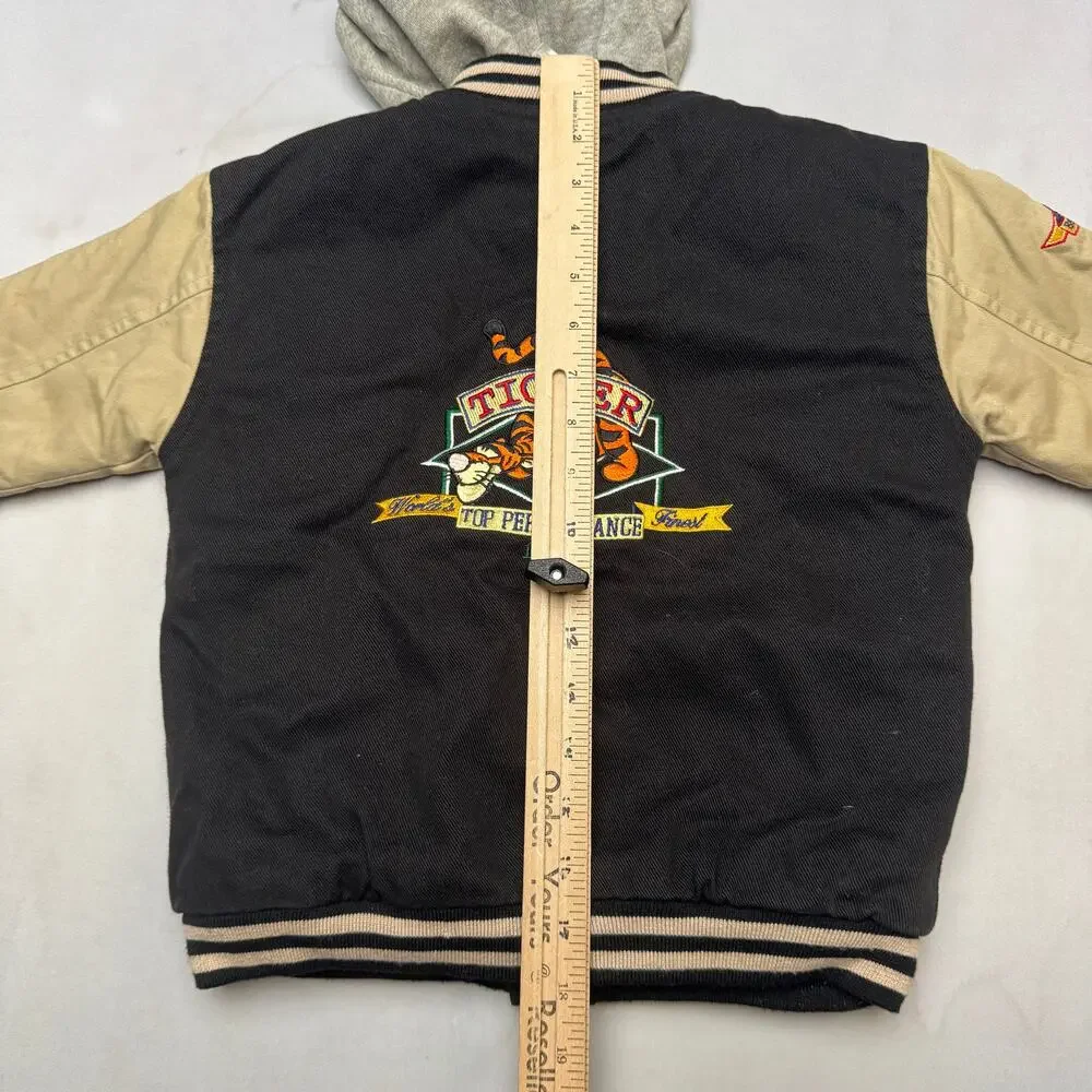 Vintage 90s Disney Store Tigger Varsity Canvas Hooded Jacket Toddler XXS 2/3